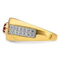 14k 5/8 ct Lab Grown Dia VS/SI+ G+ & Cr Ruby Complete Men's Ring-B220068