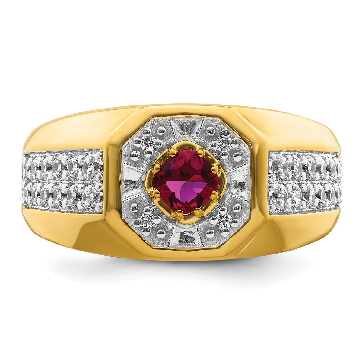 14k 5/8 ct Lab Grown Dia VS/SI+ G+ & Cr Ruby Complete Men's Ring-B220068
