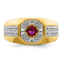 14k 5/8 ct Lab Grown Dia VS/SI+ G+ & Cr Ruby Complete Men's Ring-B220068