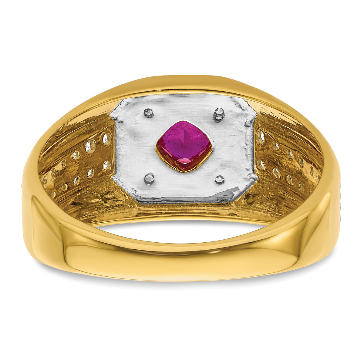 14k 5/8 ct Lab Grown Dia VS/SI+ G+ & Cr Ruby Complete Men's Ring-B220068