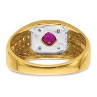 14k 5/8 ct Lab Grown Dia VS/SI+ G+ & Cr Ruby Complete Men's Ring-B220068