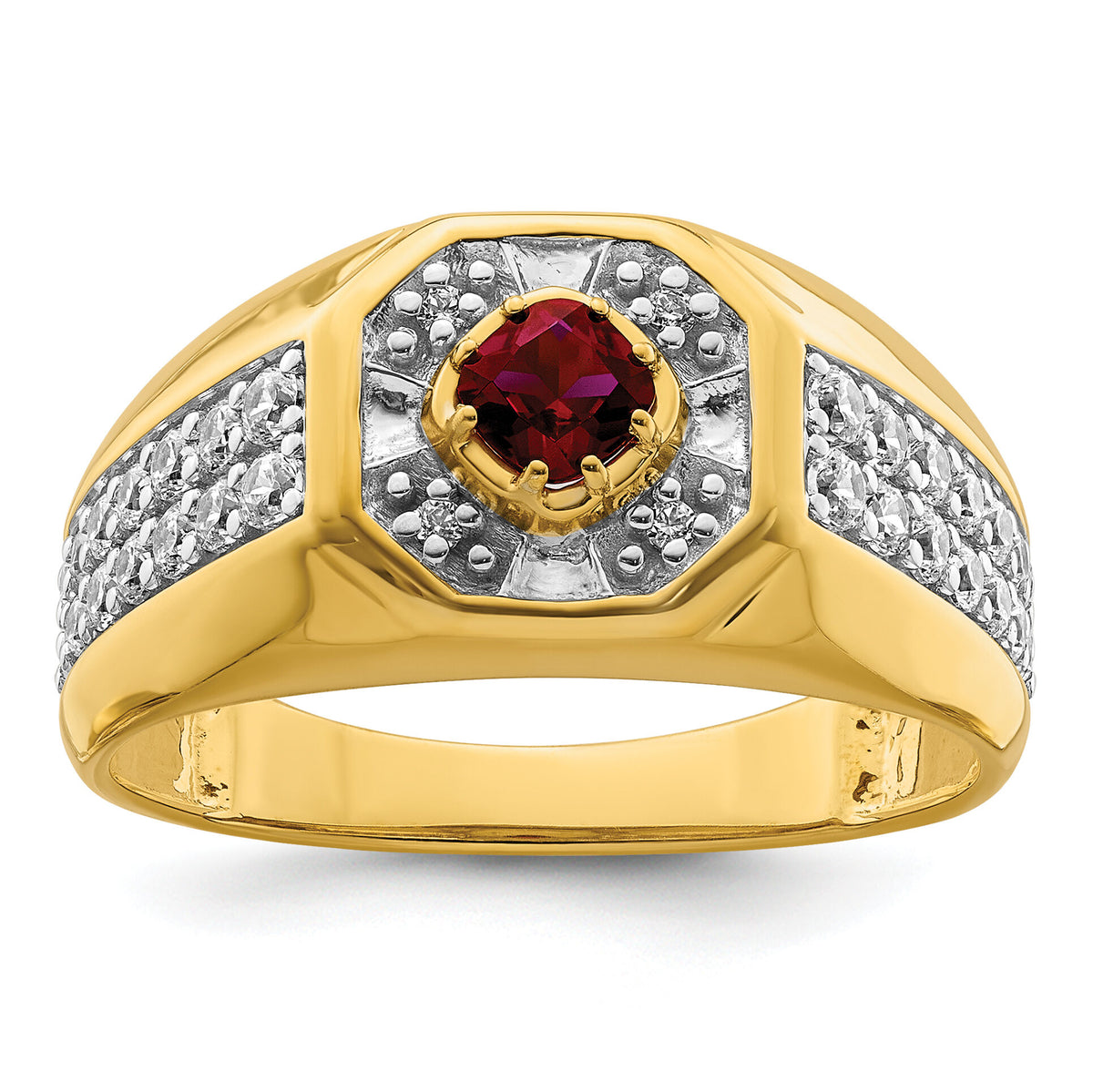 14k 5/8 ct Lab Grown Dia VS/SI+ G+ & Cr Ruby Complete Men's Ring-B220068