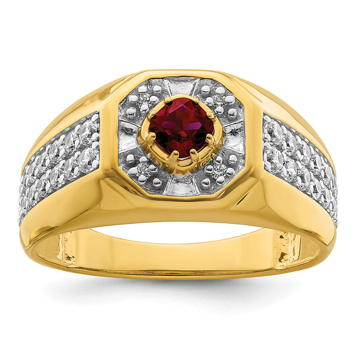 14k 5/8 ct Lab Grown Dia VS/SI+ G+ & Cr Ruby Complete Men's Ring-B220068