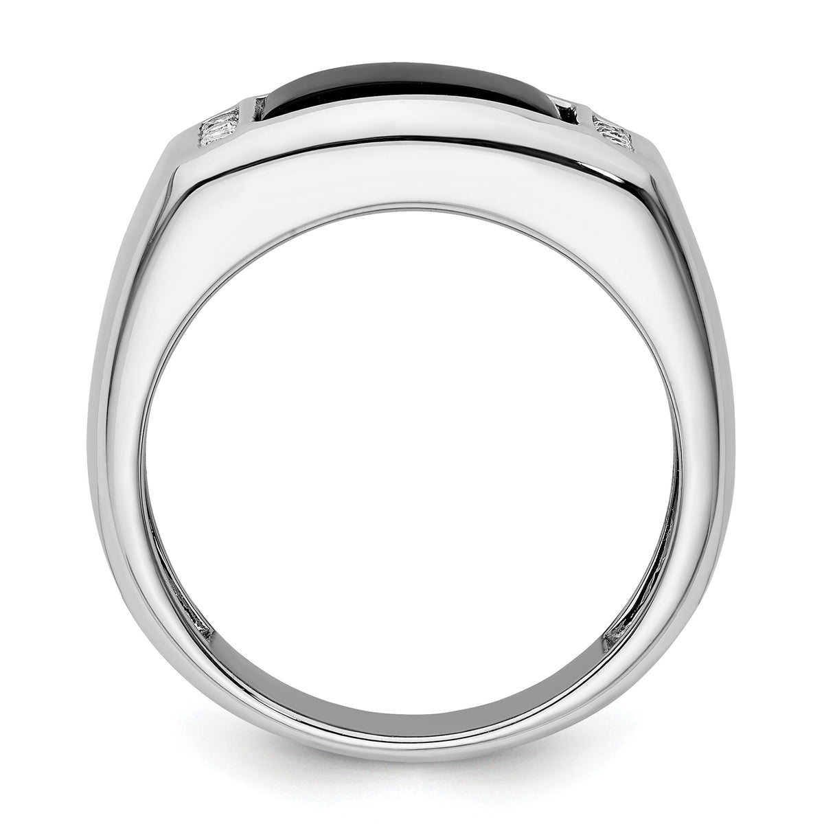 14k White Gold 1/5 ct Lab Grown Dia VS/SI+ G+ & Onyx Comp Men's Ring-B220069