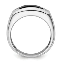 14k White Gold 1/5 ct Lab Grown Dia VS/SI+ G+ & Onyx Comp Men's Ring-B220069