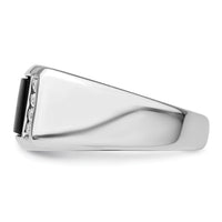 14k White Gold 1/5 ct Lab Grown Dia VS/SI+ G+ & Onyx Comp Men's Ring-B220069
