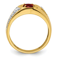 14k 3/8 ct Lab Grown Dia VS/SI+ G+ & Cr Ruby Complete Men's Ring-B220070
