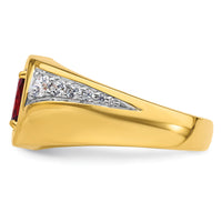 14k 3/8 ct Lab Grown Dia VS/SI+ G+ & Cr Ruby Complete Men's Ring-B220070