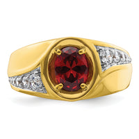 14k 3/8 ct Lab Grown Dia VS/SI+ G+ & Cr Ruby Complete Men's Ring-B220070