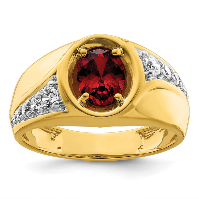 14k 3/8 ct Lab Grown Dia VS/SI+ G+ & Cr Ruby Complete Men's Ring-B220070