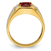 14k w/Rhodium 3/4 ct Lab Grown Dia VS/SI+ G+ & Cr Ruby Comp Men's Ring-B220071