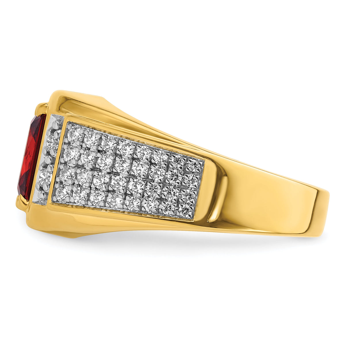 14k w/Rhodium 3/4 ct Lab Grown Dia VS/SI+ G+ & Cr Ruby Comp Men's Ring-B220071