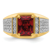 14k w/Rhodium 3/4 ct Lab Grown Dia VS/SI+ G+ & Cr Ruby Comp Men's Ring-B220071