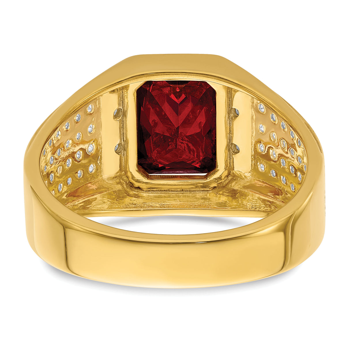 14k w/Rhodium 3/4 ct Lab Grown Dia VS/SI+ G+ & Cr Ruby Comp Men's Ring-B220071