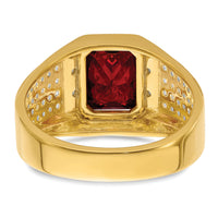 14k w/Rhodium 3/4 ct Lab Grown Dia VS/SI+ G+ & Cr Ruby Comp Men's Ring-B220071