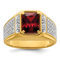14k w/Rhodium 3/4 ct Lab Grown Dia VS/SI+ G+ & Cr Ruby Comp Men's Ring-B220071