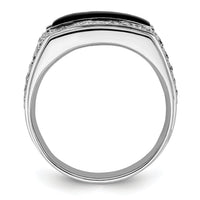 14k White Gold 1 ct Lab Grown Dia VS/SI+ G+ & Onyx Comp Men's Ring-B220072