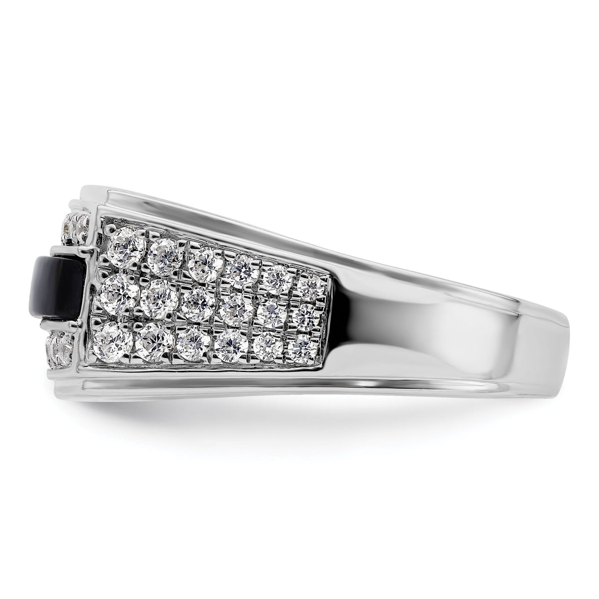 14k White Gold 1 ct Lab Grown Dia VS/SI+ G+ & Onyx Comp Men's Ring-B220072