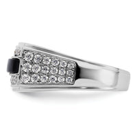 14k White Gold 1 ct Lab Grown Dia VS/SI+ G+ & Onyx Comp Men's Ring-B220072