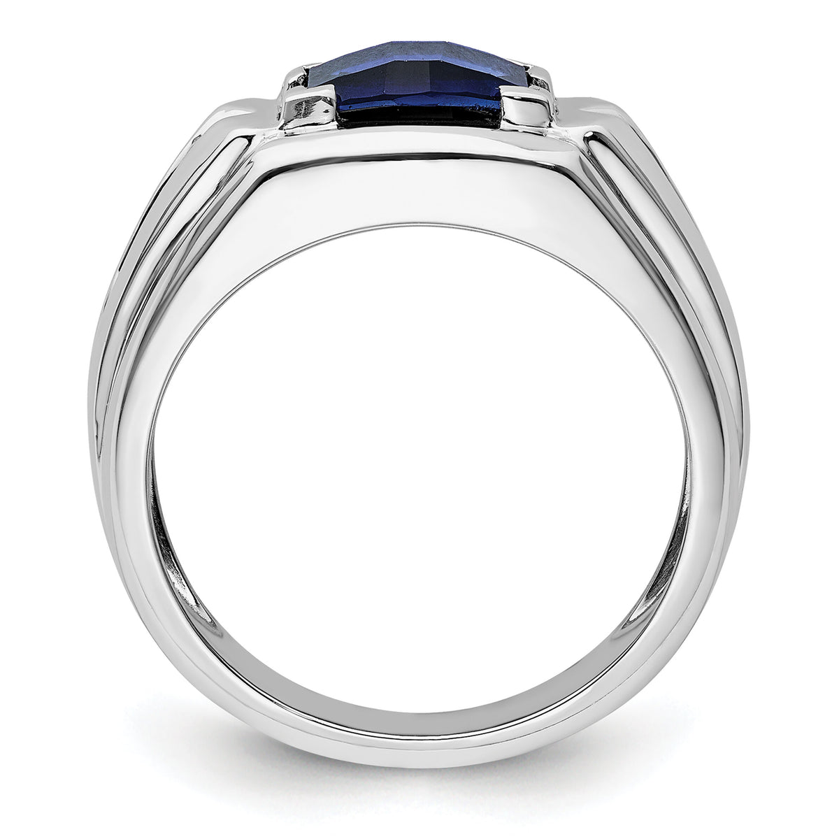 14k White Gold 1/4 ct Lab Grown Dia VS/SI+ G+ & Cr Sapphire Comp Men's Ring-B220074