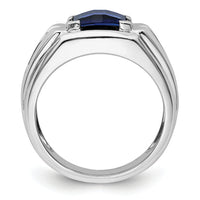 14k White Gold 1/4 ct Lab Grown Dia VS/SI+ G+ & Cr Sapphire Comp Men's Ring-B220074