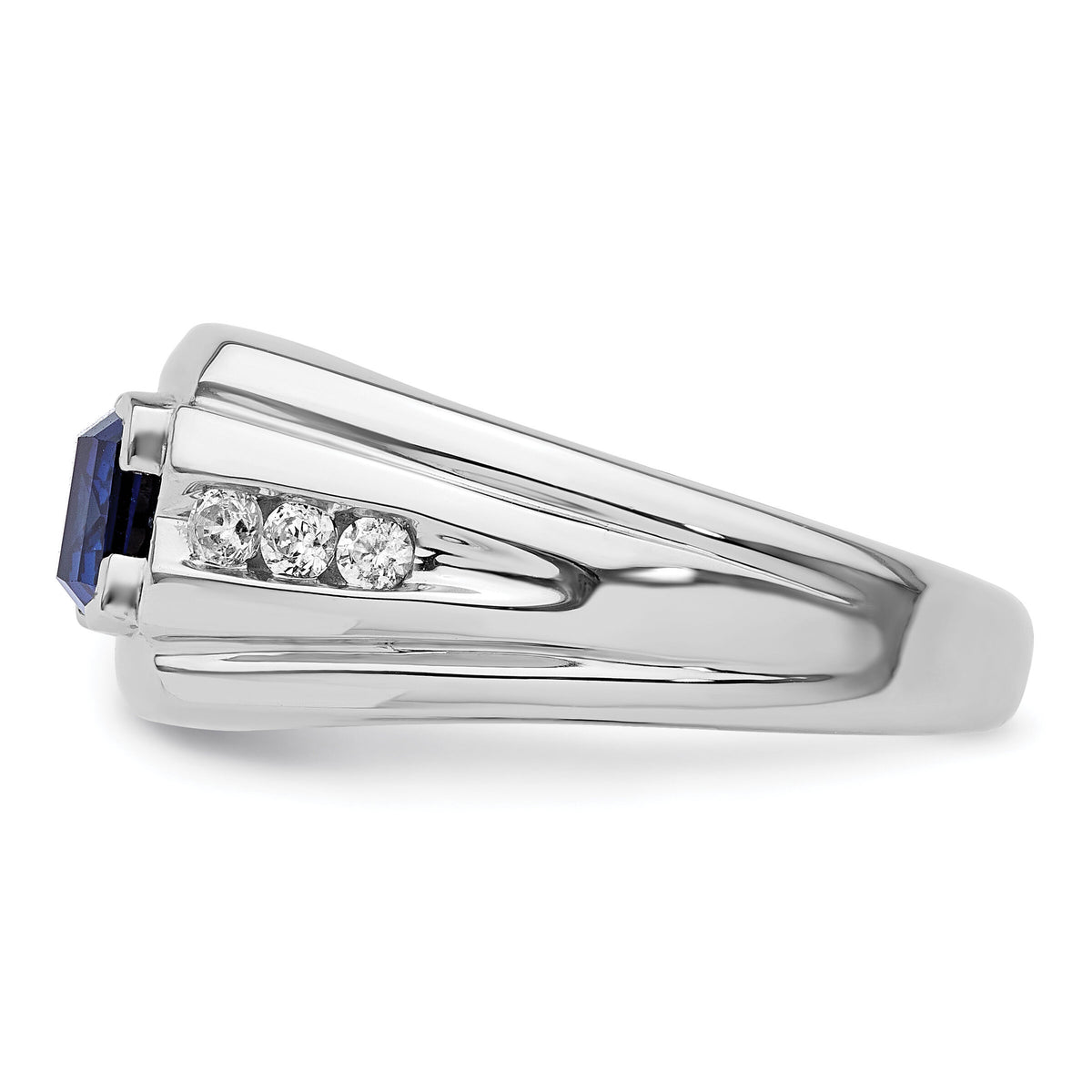 14k White Gold 1/4 ct Lab Grown Dia VS/SI+ G+ & Cr Sapphire Comp Men's Ring-B220074