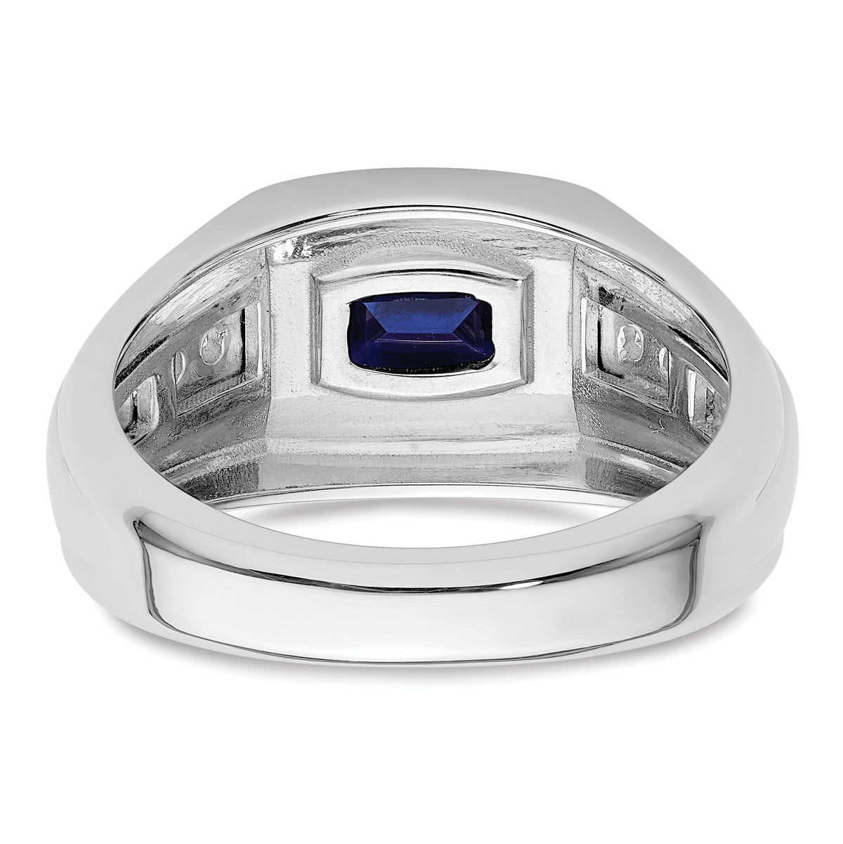 14k White Gold 1/4 ct Lab Grown Dia VS/SI+ G+ & Cr Sapphire Comp Men's Ring-B220074
