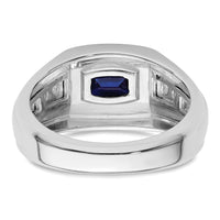 14k White Gold 1/4 ct Lab Grown Dia VS/SI+ G+ & Cr Sapphire Comp Men's Ring-B220074