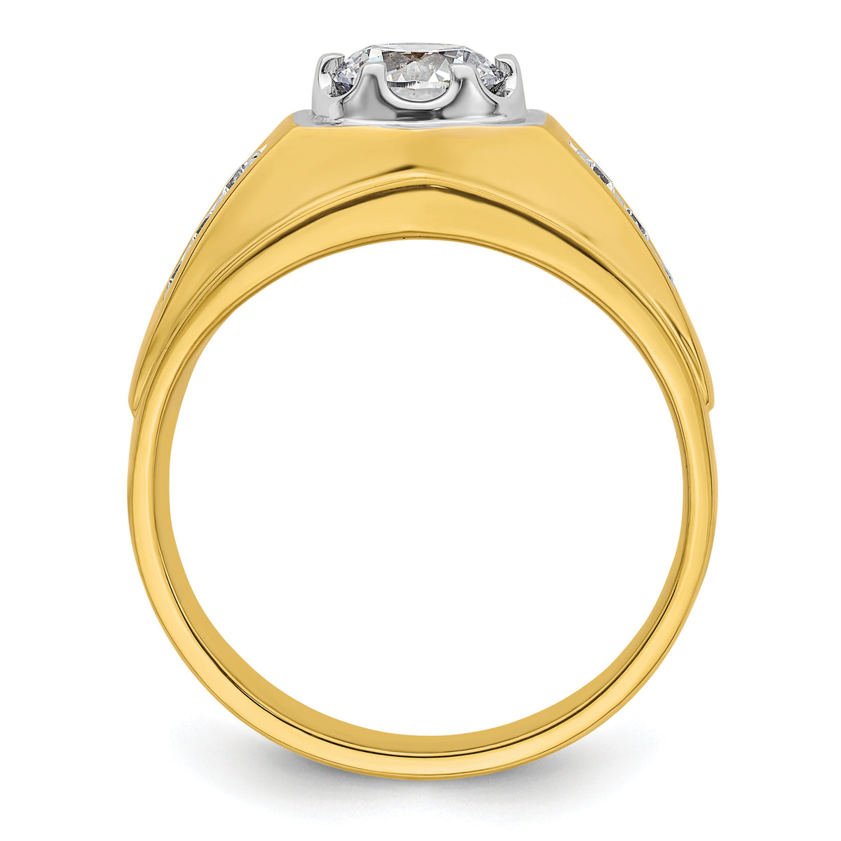 14k Two Tone 1/5 ct Lab Grown Diamond VS/SI+ G+ Semi Mount Men's Ring-B220075