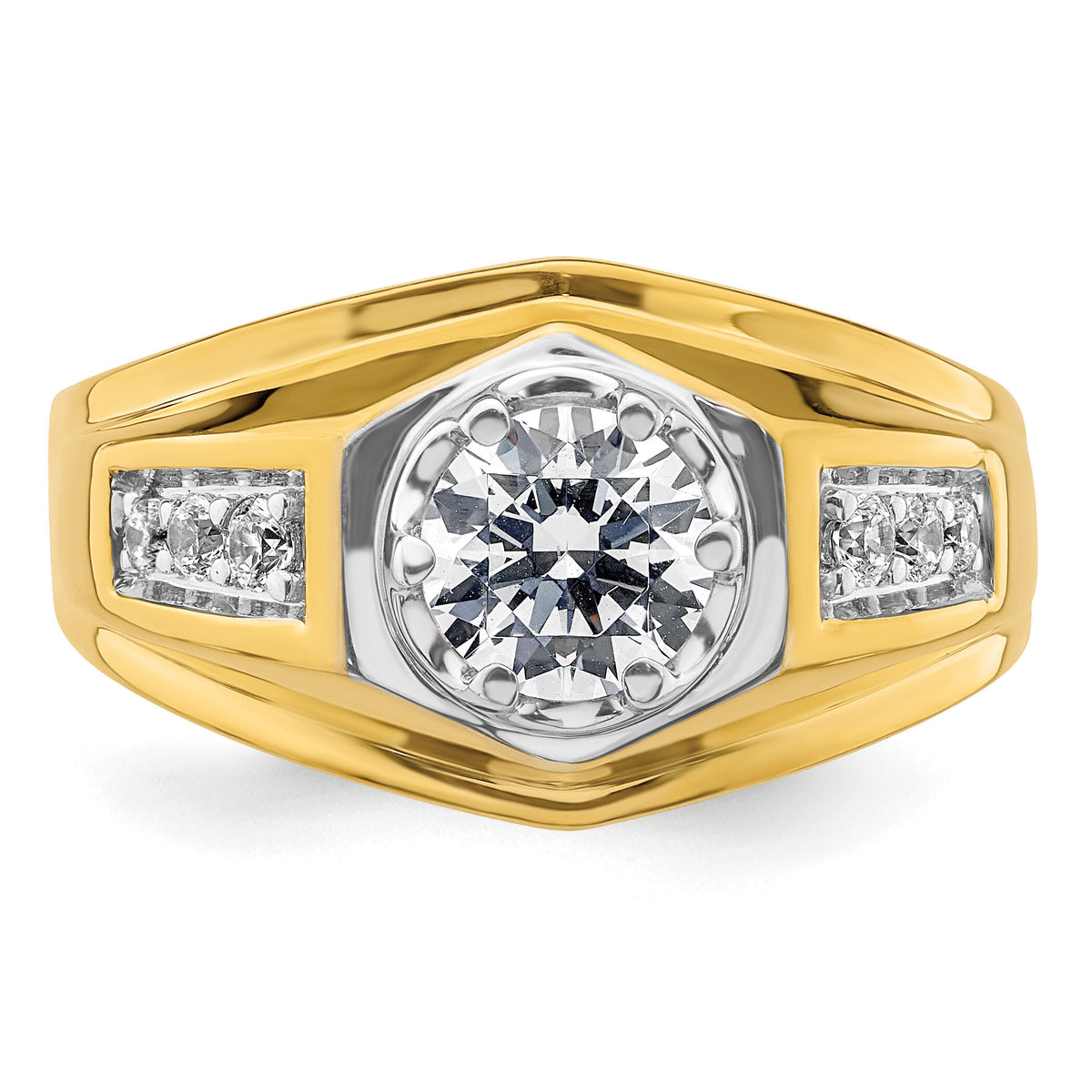 14k Two Tone 1/5 ct Lab Grown Diamond VS/SI+ G+ Semi Mount Men's Ring-B220075