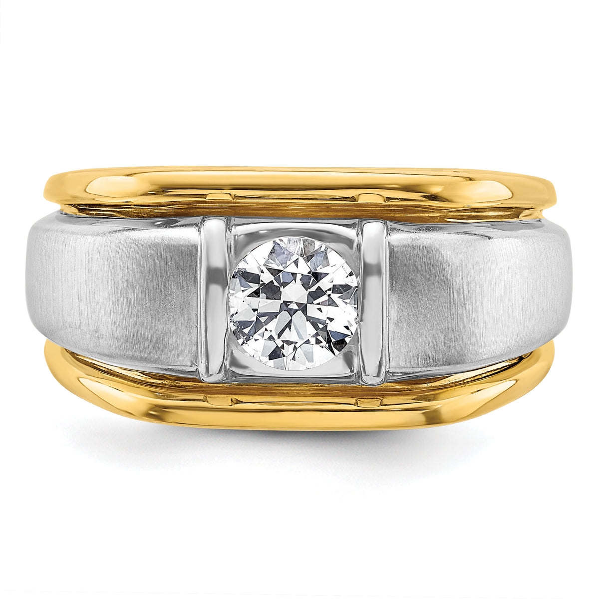 14k Two-tone 3/4 ct Lab Grown Diamond VS/SI+ G+ Complete Men's Ring-B220076