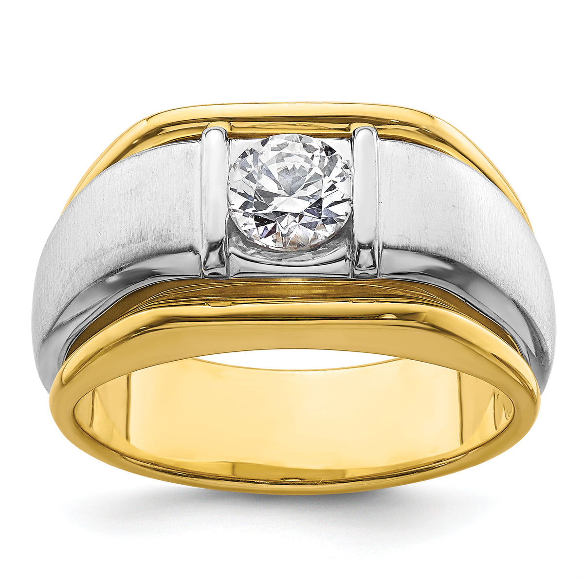 14k Two-tone 3/4 ct Lab Grown Diamond VS/SI+ G+ Complete Men's Ring-B220076