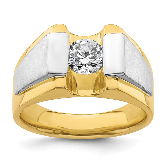 14k Two-Tone 1 carat Lab Grown Diamond VS/SI+ G+ Complete Men's Ring-B220077-4YWLG