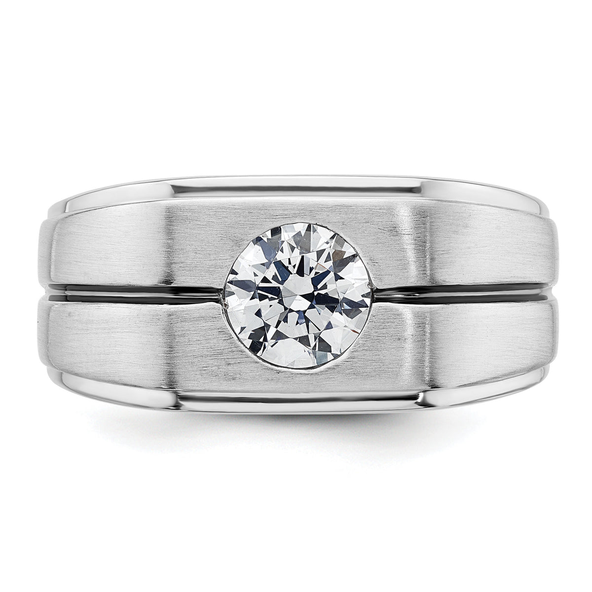 IBGoodman 14k White Gold w/ Black Rhodium Satin Men's Ring Mounting-B220078