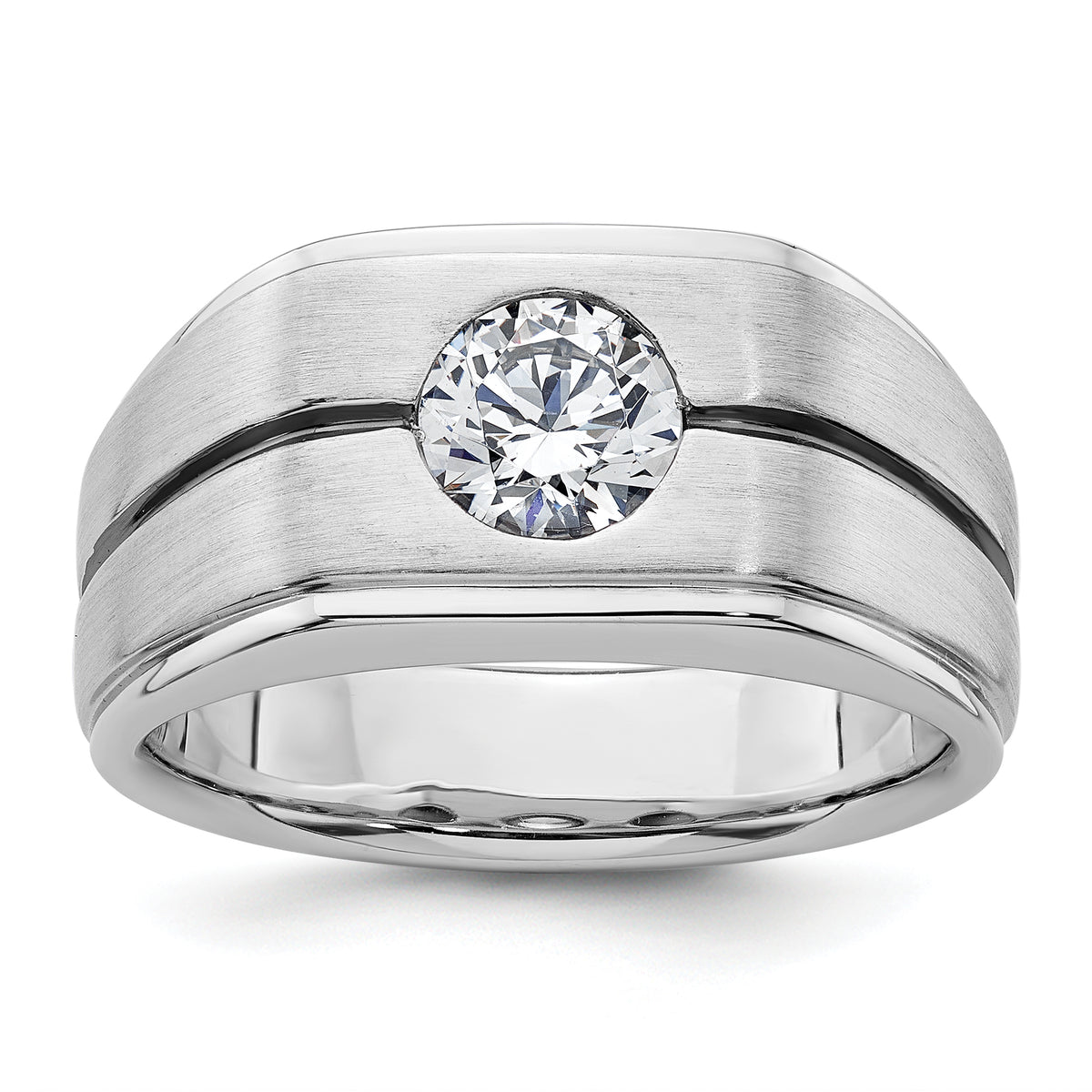IBGoodman 14k White Gold w/ Black Rhodium Satin Men's Ring Mounting-B220078-4W