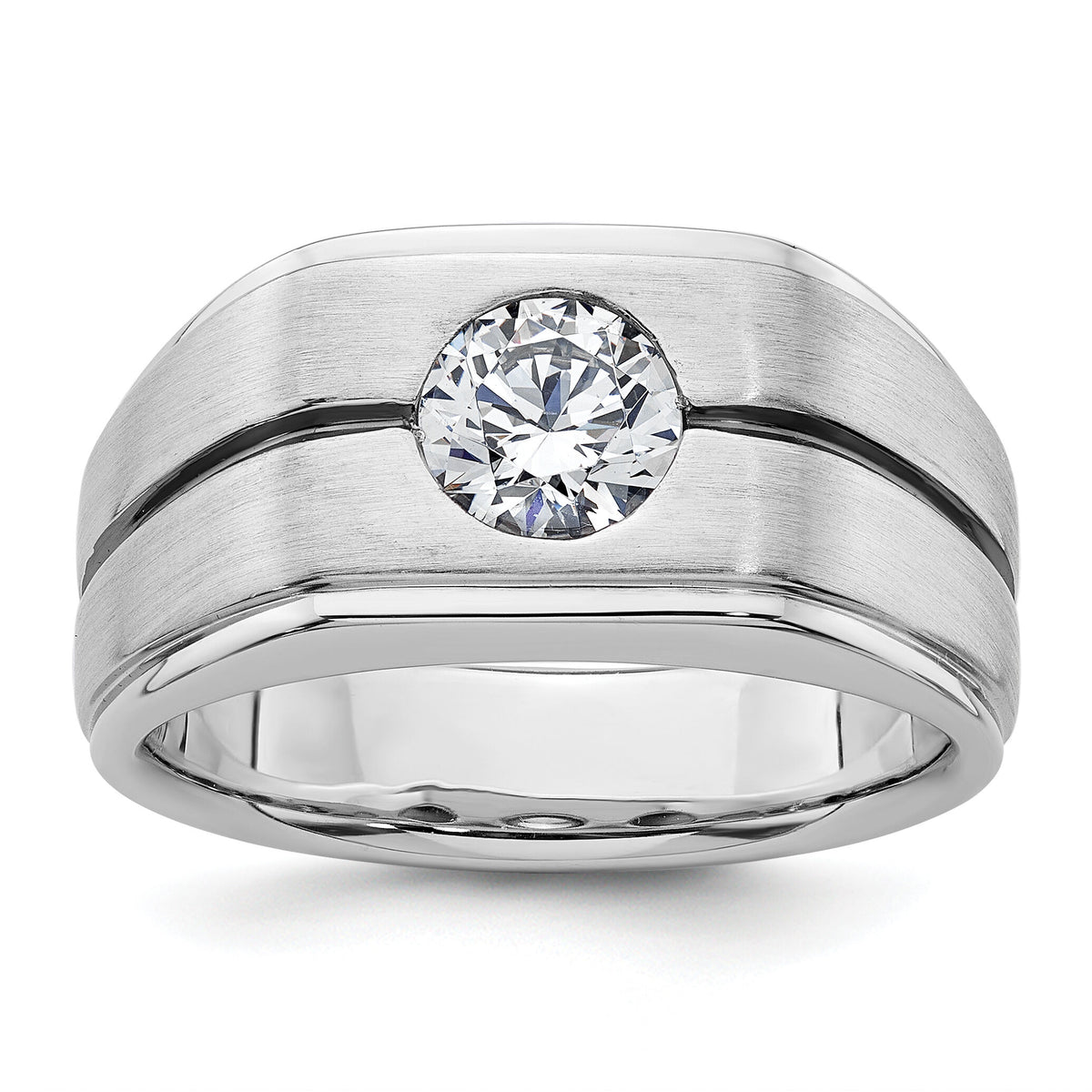 IBGoodman 14k White Gold w/ Black Rhodium Satin Men's Ring Mounting-B220078