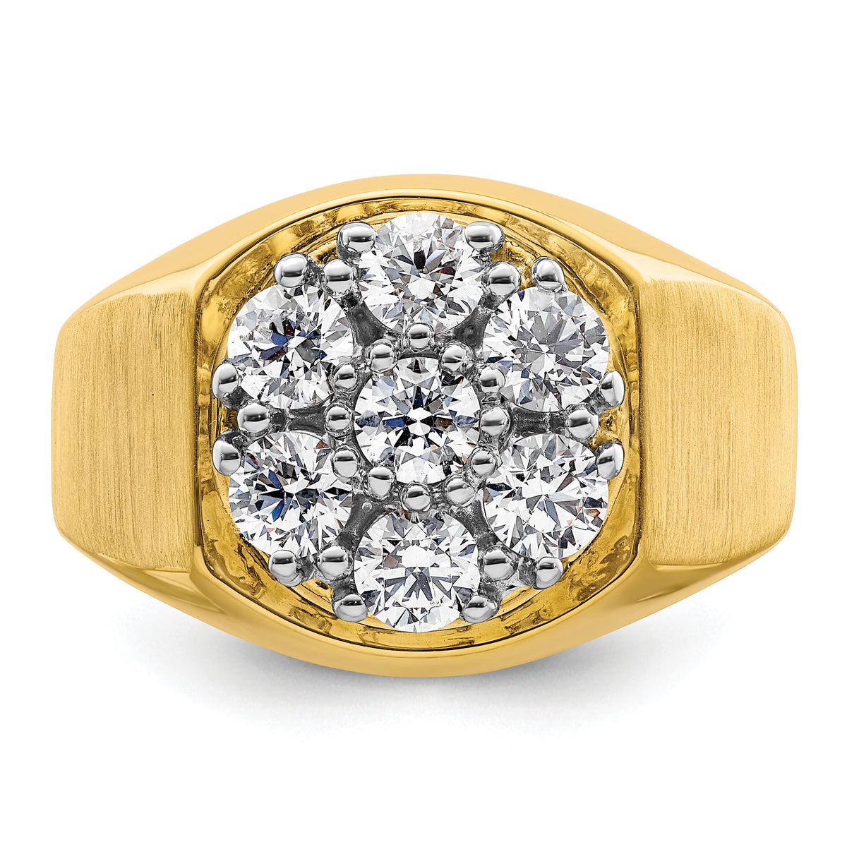 14k Two-Tone 1 3/8 ct Lab Grown Dia VS/SI+ G+ Complete Men's Cluster Ring-B220079