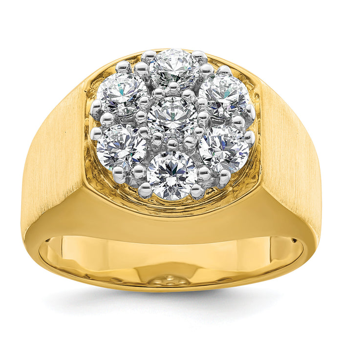 14k Two-Tone 1 3/8 ct Lab Grown Dia VS/SI+ G+ Complete Men's Cluster Ring-B220079