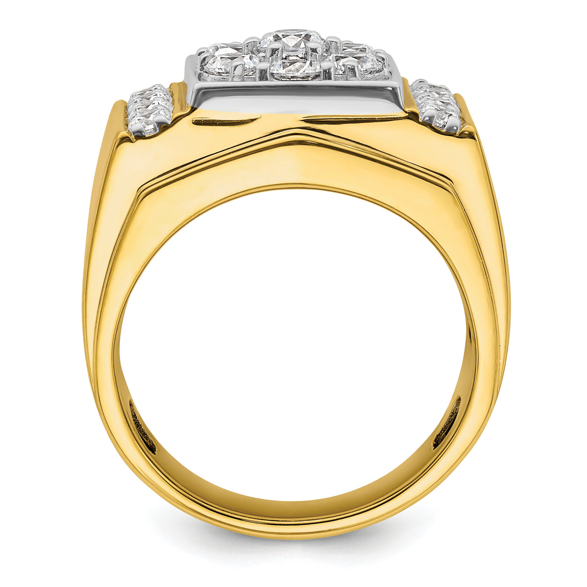 14k Two Tone 1 3/4 ct Lab Grown Diamond VS/SI+ G+ Men's Cluster Ring-B220080