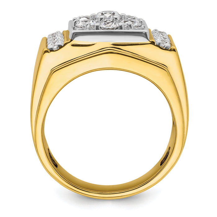 14k Two Tone 1 3/4 ct Lab Grown Diamond VS/SI+ G+ Men's Cluster Ring-B220080
