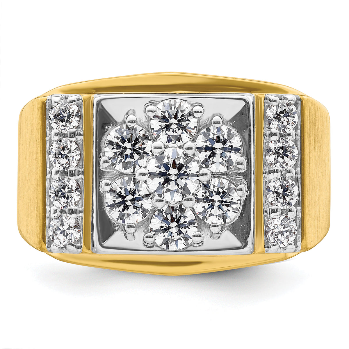 14k Two Tone 1 3/4 ct Lab Grown Diamond VS/SI+ G+ Men's Cluster Ring-B220080