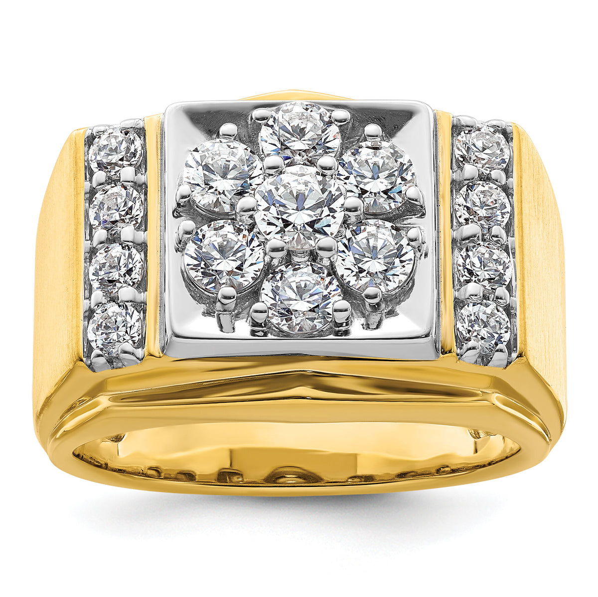 14k Two Tone 1 3/4 ct Lab Grown Diamond VS/SI+ G+ Men's Cluster Ring-B220080