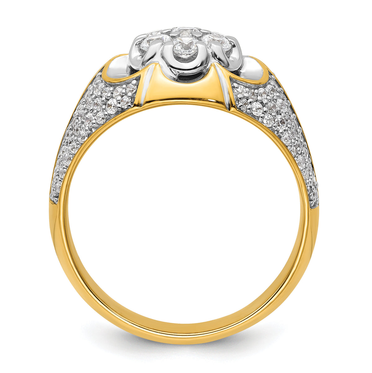 14k Two-Tone 1 1/4 ct Lab Grown Diamond VS/SI+ G+ Comp Men's Cluster Ring-B220081