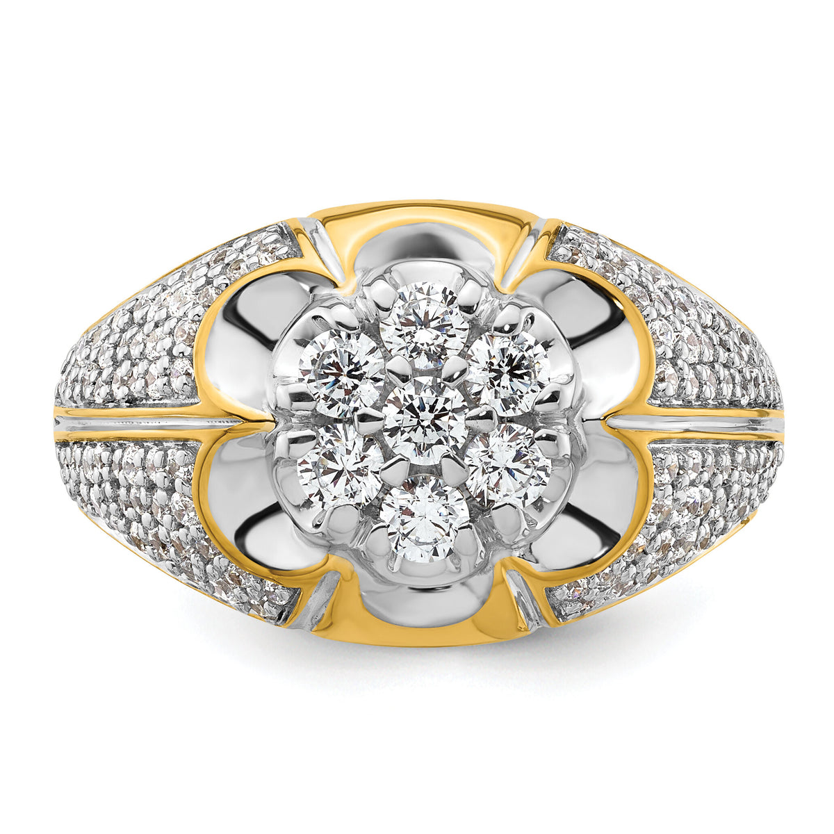 14k Two-Tone 1 1/4 ct Lab Grown Diamond VS/SI+ G+ Comp Men's Cluster Ring-B220081