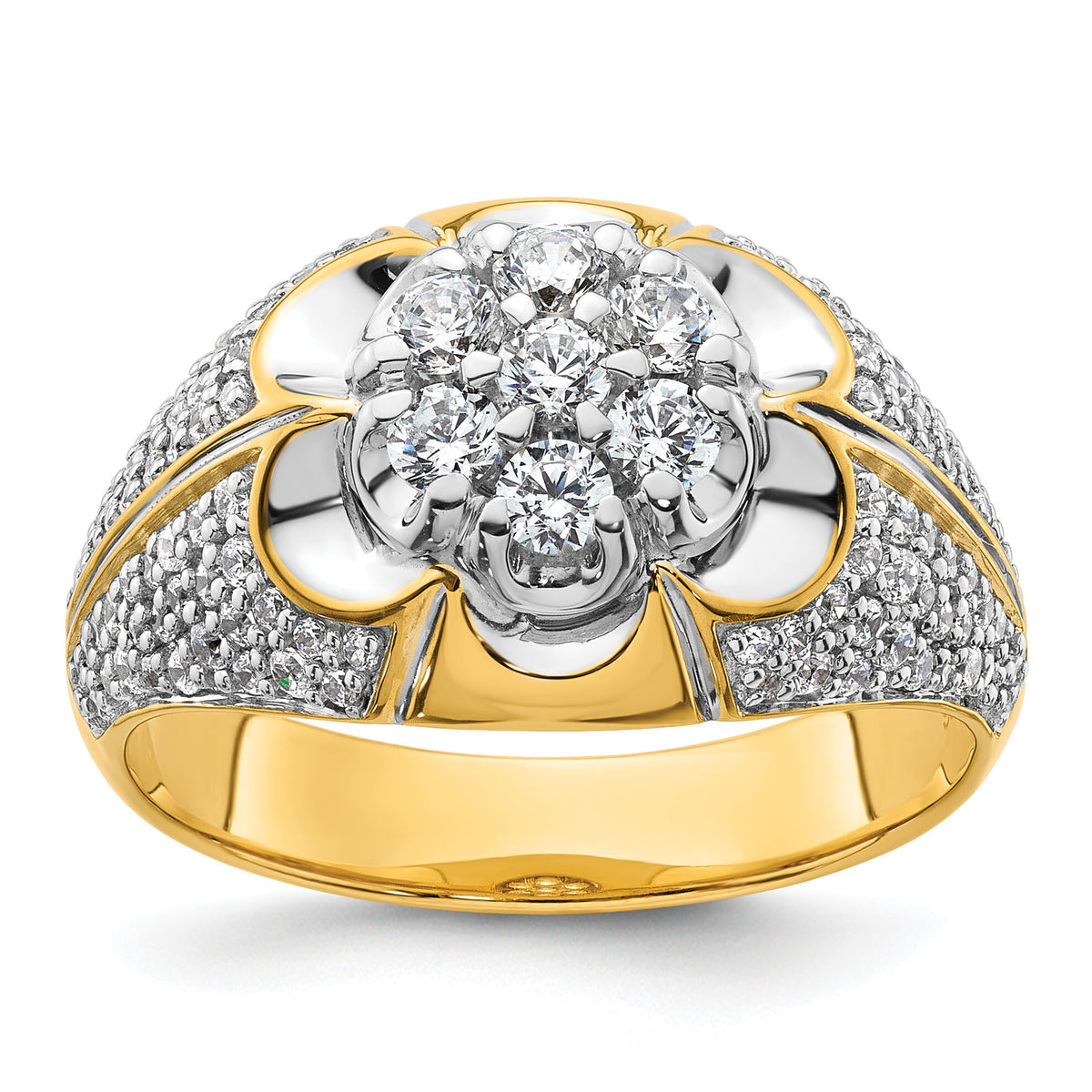 14k Two-Tone 1 1/4 ct Lab Grown Diamond VS/SI+ G+ Comp Men's Cluster Ring-B220081