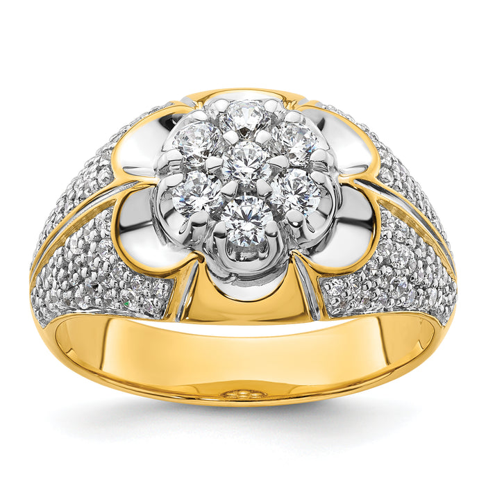 14k Two-Tone 1 1/4 ct Lab Grown Diamond VS/SI+ G+ Comp Men's Cluster Ring-B220081-4YWLG