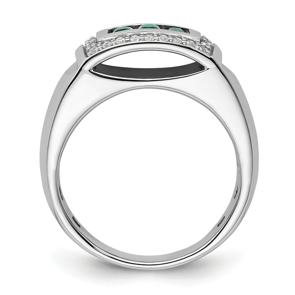 14kw 1/3 ct Lab Grown Dia VS/SI+ G+ & Cr Emerald Complete Men's Ring-B220082