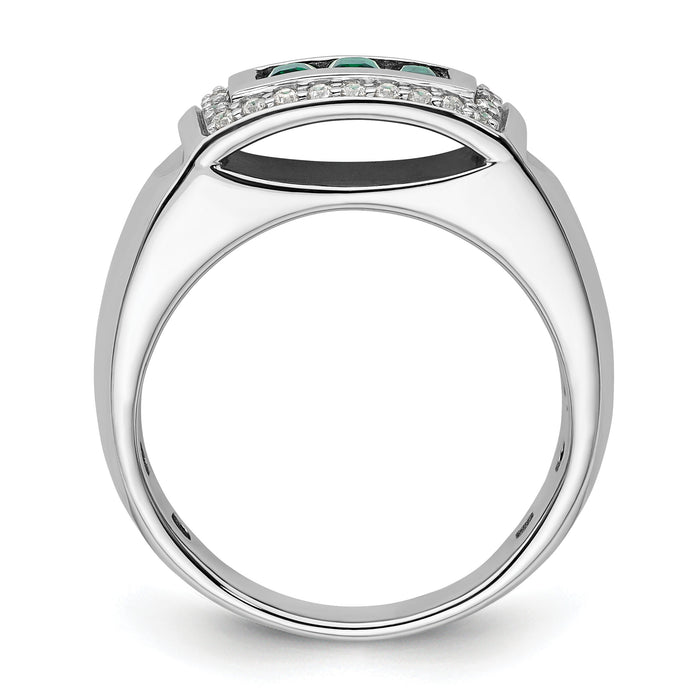 14kw 1/3 ct Lab Grown Dia VS/SI+ G+ & Cr Emerald Complete Men's Ring-B220082