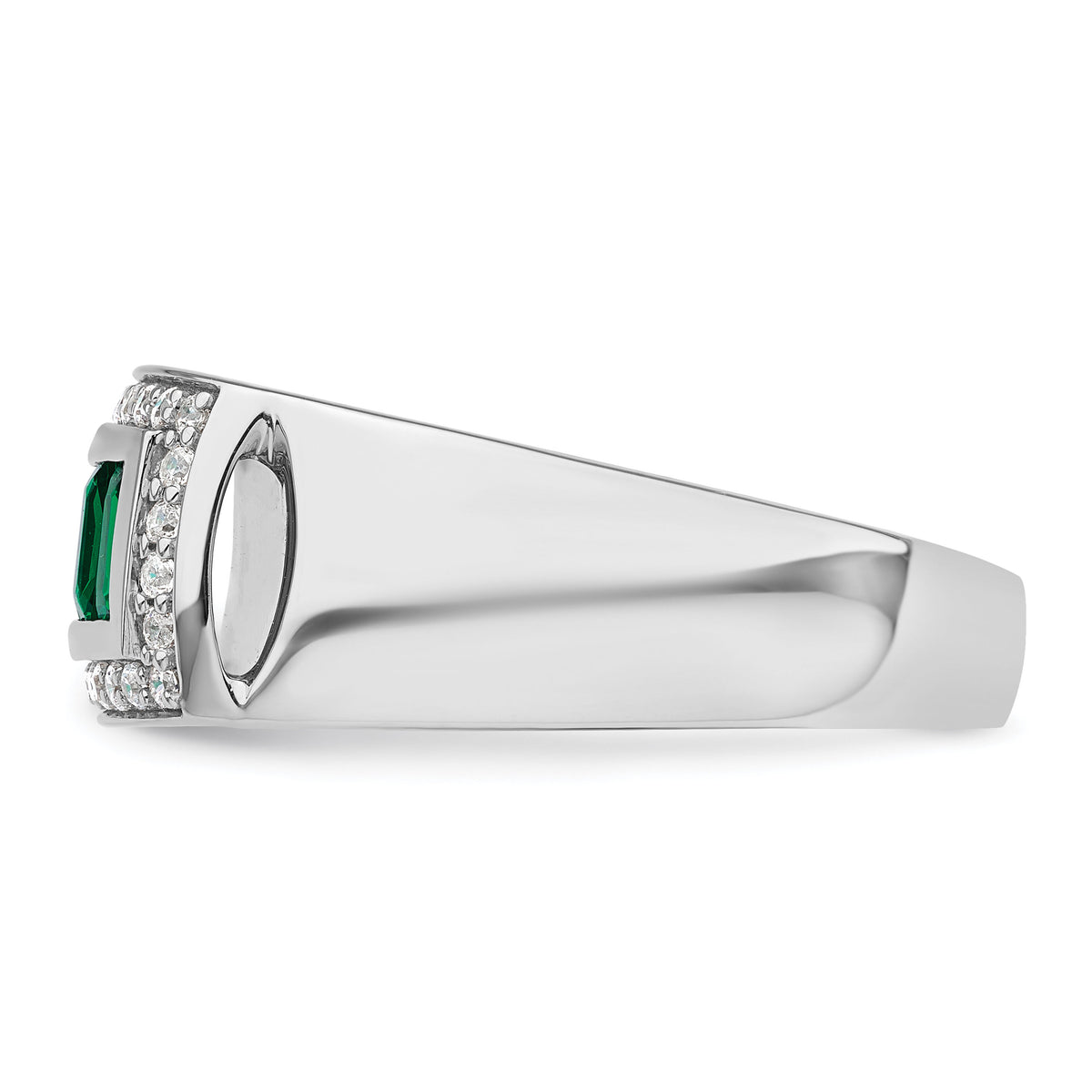 14kw 1/3 ct Lab Grown Dia VS/SI+ G+ & Cr Emerald Complete Men's Ring-B220082