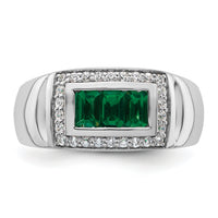 14kw 1/3 ct Lab Grown Dia VS/SI+ G+ & Cr Emerald Complete Men's Ring-B220082